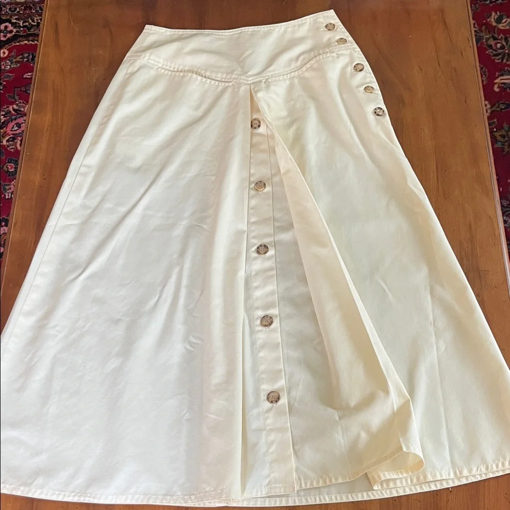 Elegant Cream Button-Detail Maxi Skirt